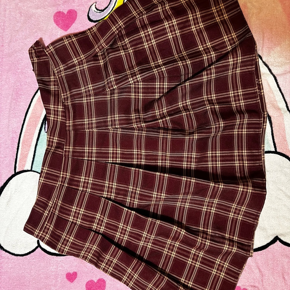 SHEIN Burgundy Plaid A-Line Skirt